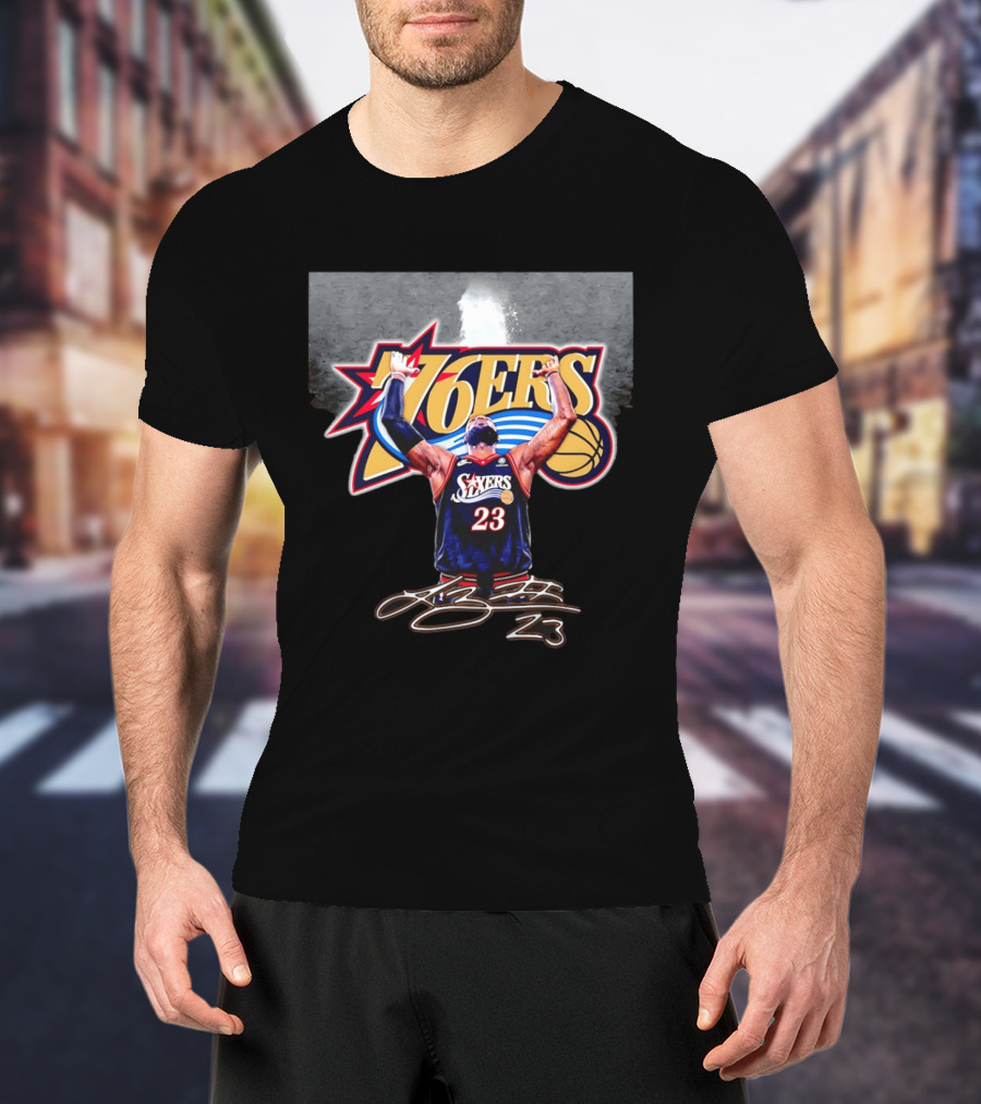Philadelphia 76ers LeBron James Number 23 Basketball Celebration T-Shirt