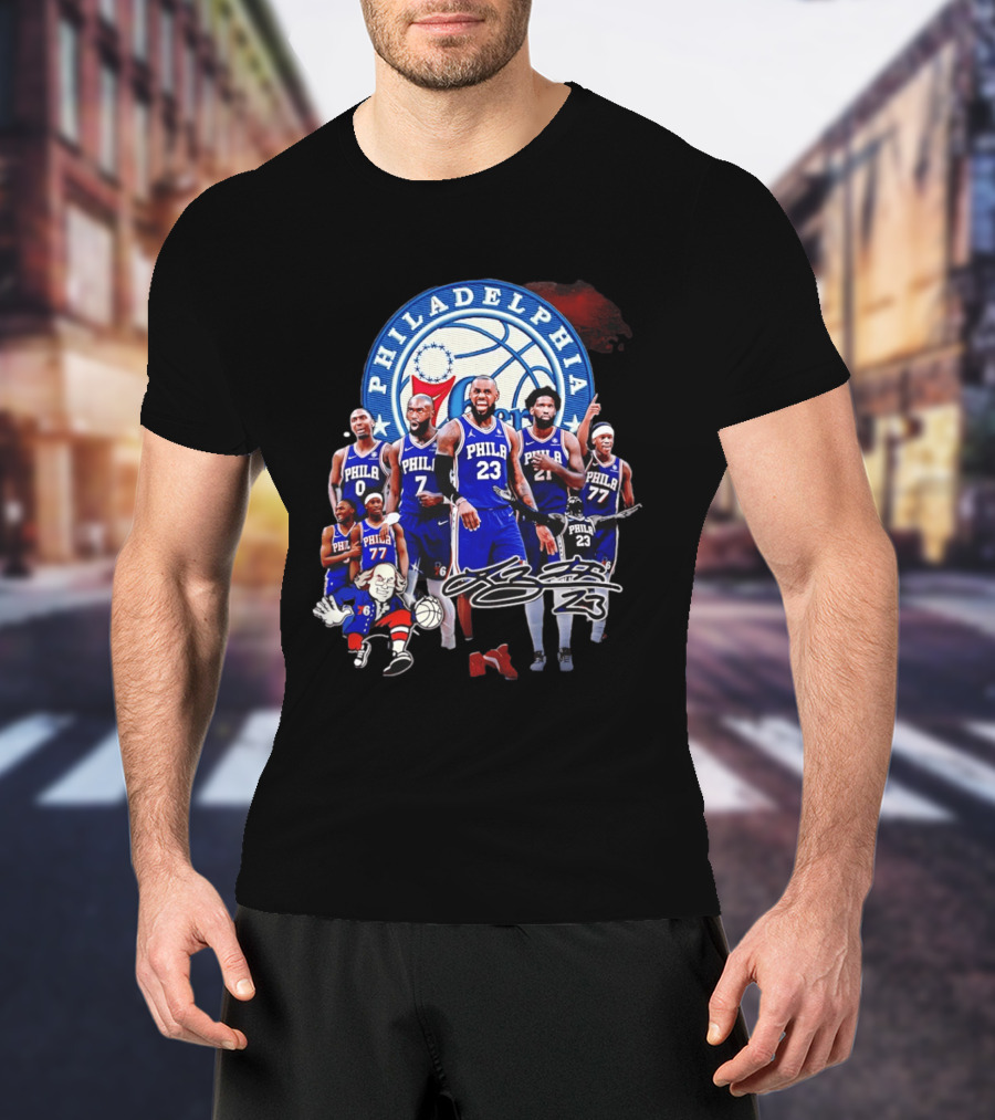 Philadelphia 76ers LeBron James 23 Phila Basketball Team Collage T-Shirt