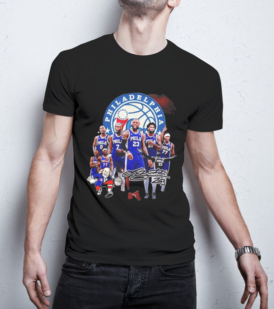 Philadelphia 76ers LeBron James 23 Phila Basketball Team Collage T-Shirt