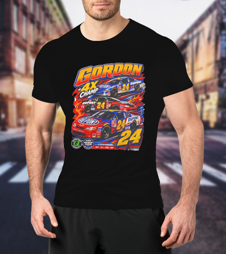 Gordon 4X Champ Number 24 Dupont Racing Car 4 Championships T-Shirt