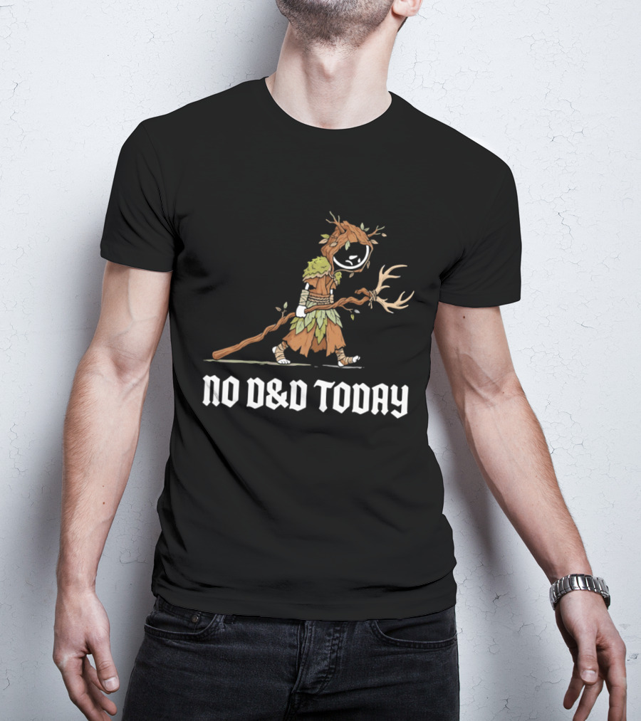Druid Tree Costume Carrying Antler Staff No D&D Today T-Shirt