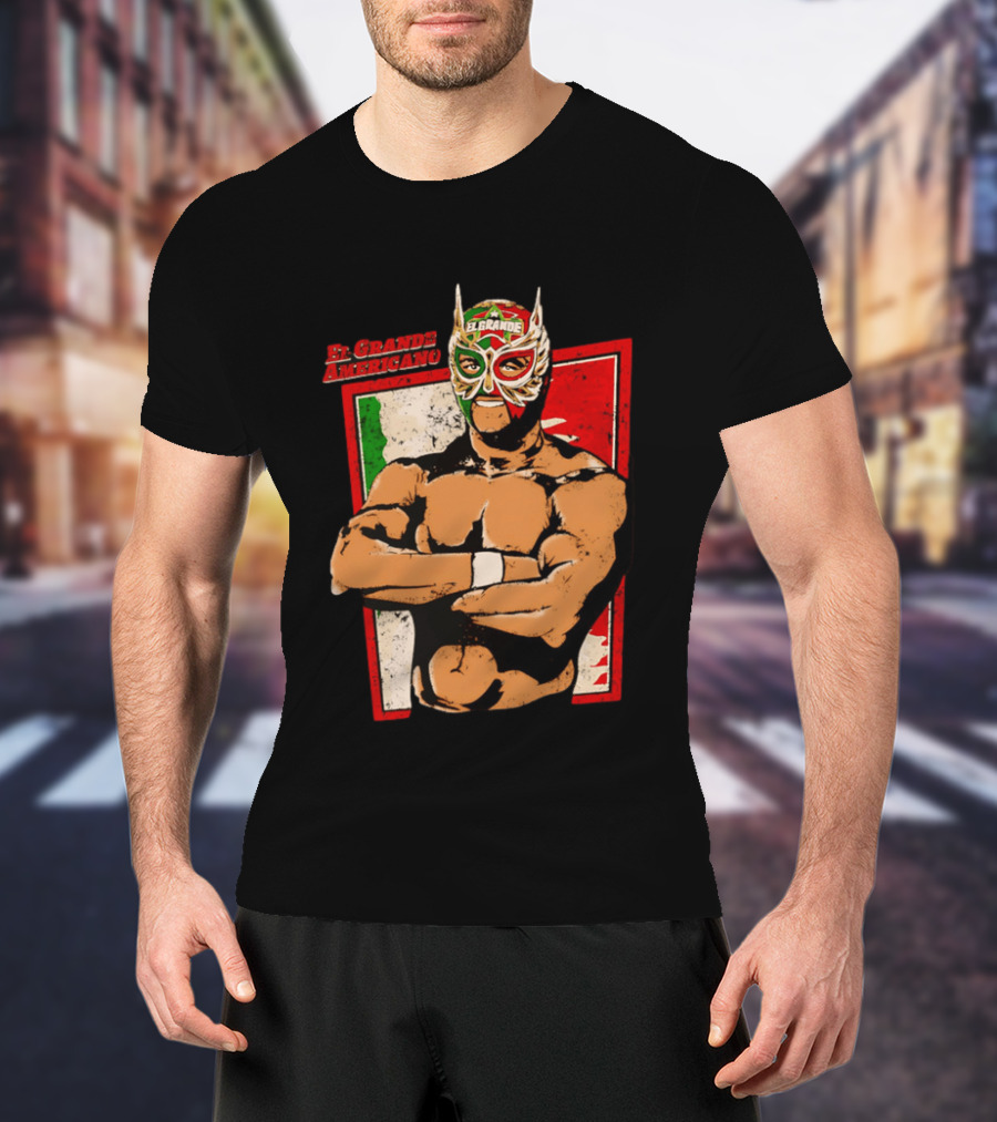 El Grande Americano Lucha Libre Wrestler Mexican Flag Masked Hero T-Shirt