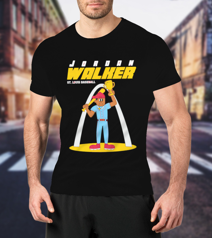 Jordan Walker St. Louis Baseball Animated Trophy Celebration T-Shirt