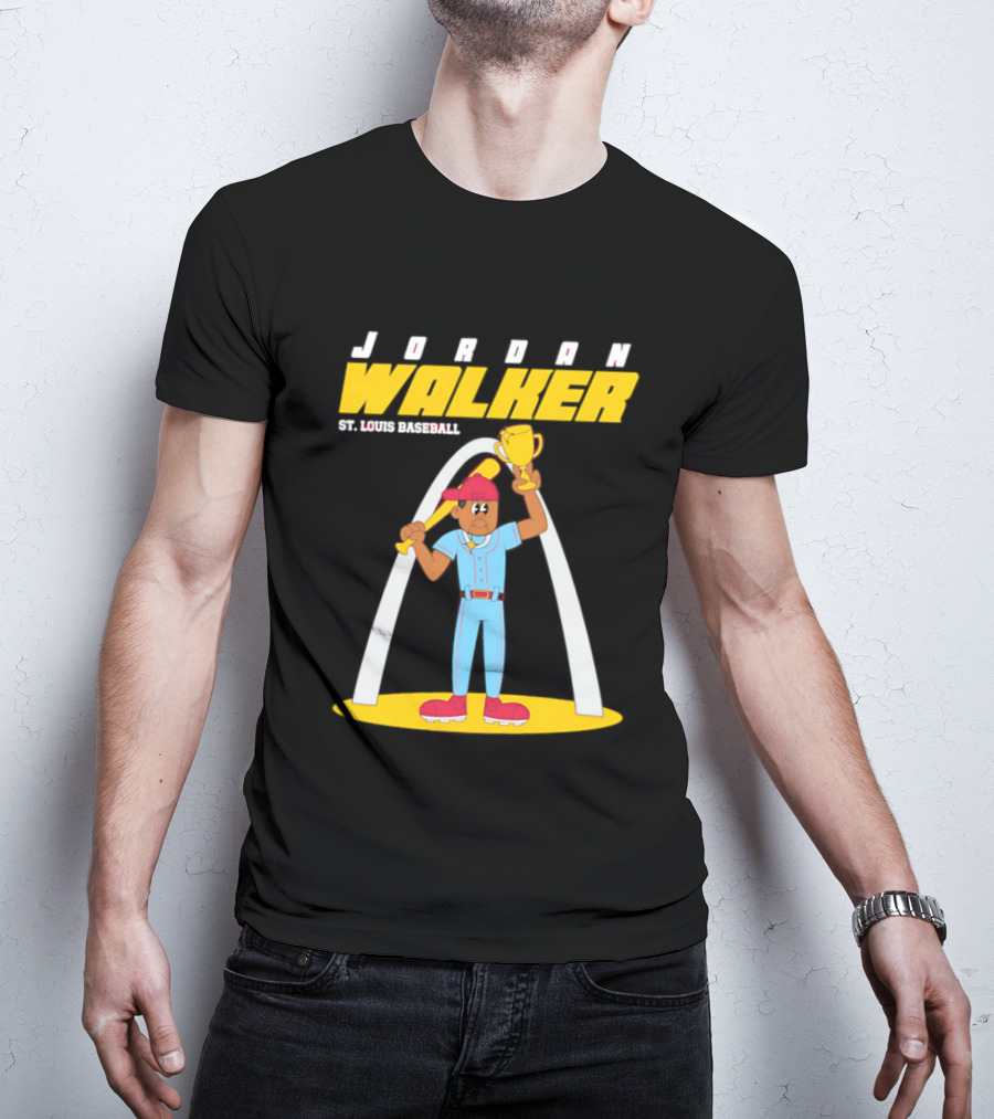 Jordan Walker St. Louis Baseball Animated Trophy Celebration T-Shirt