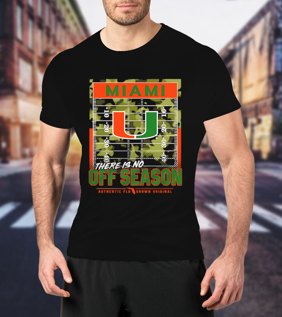 Miami Hurricanes U No Off Season Football Field Camo T-Shirt