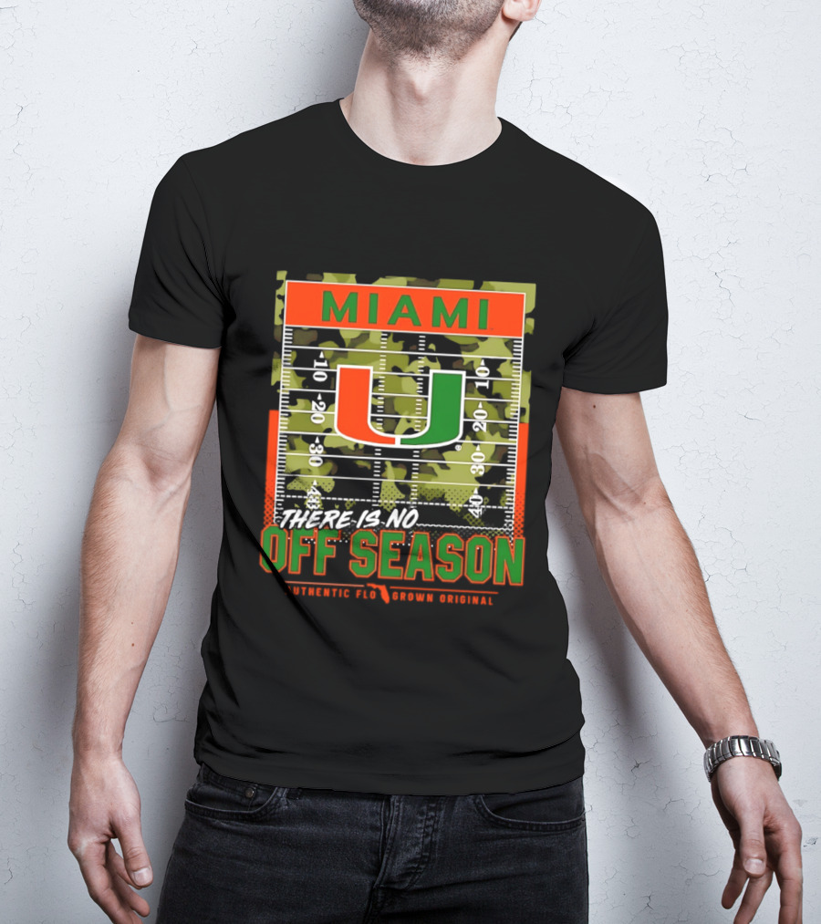 Miami Hurricanes U No Off Season Football Field Camo T-Shirt