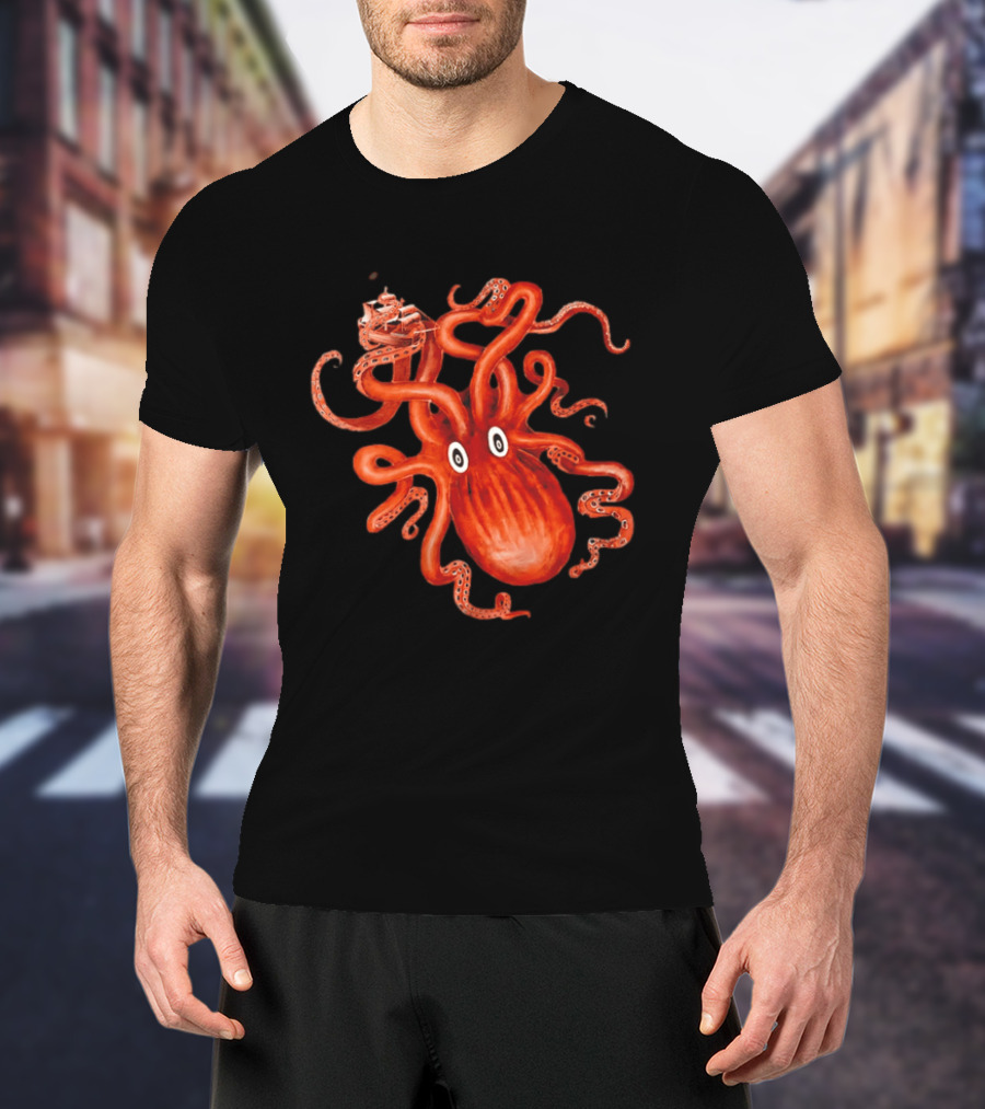 Kraken Vs Ship Nautical Adventure Monster T-Shirt