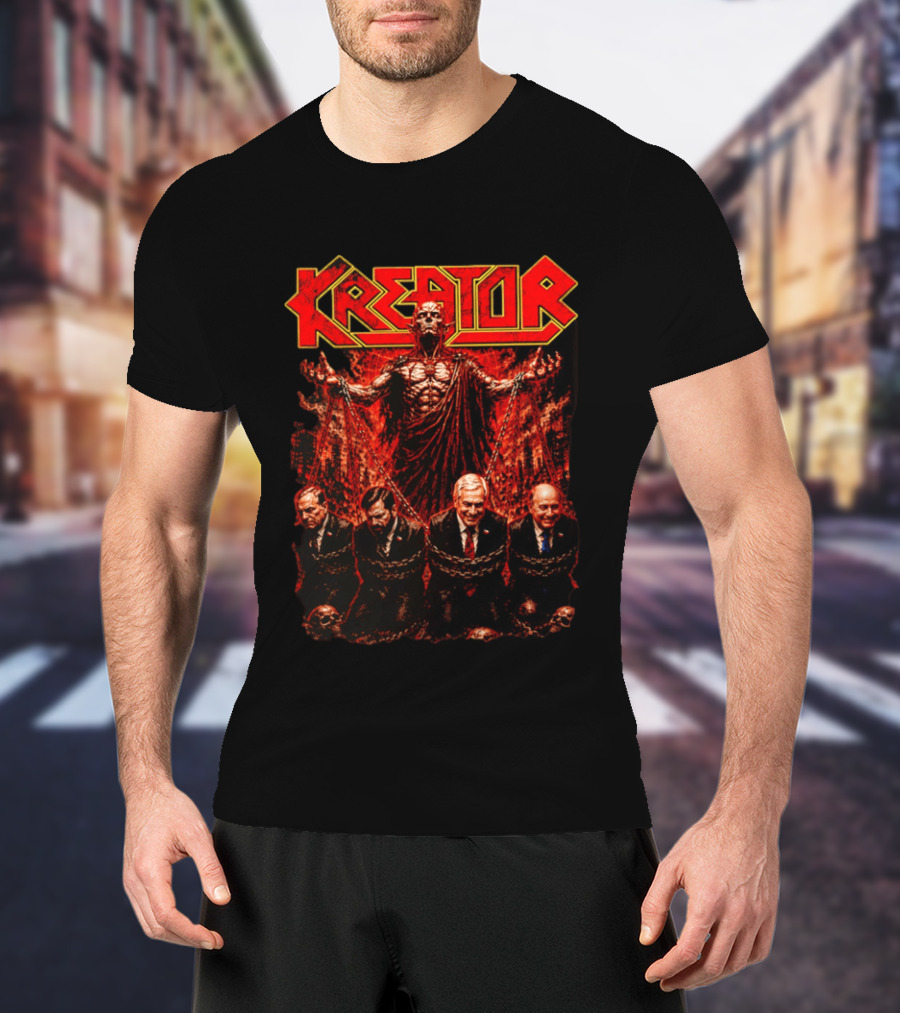 Kreator Devil Symbolism With Chilean Politicians Bound In Chains T-Shirt