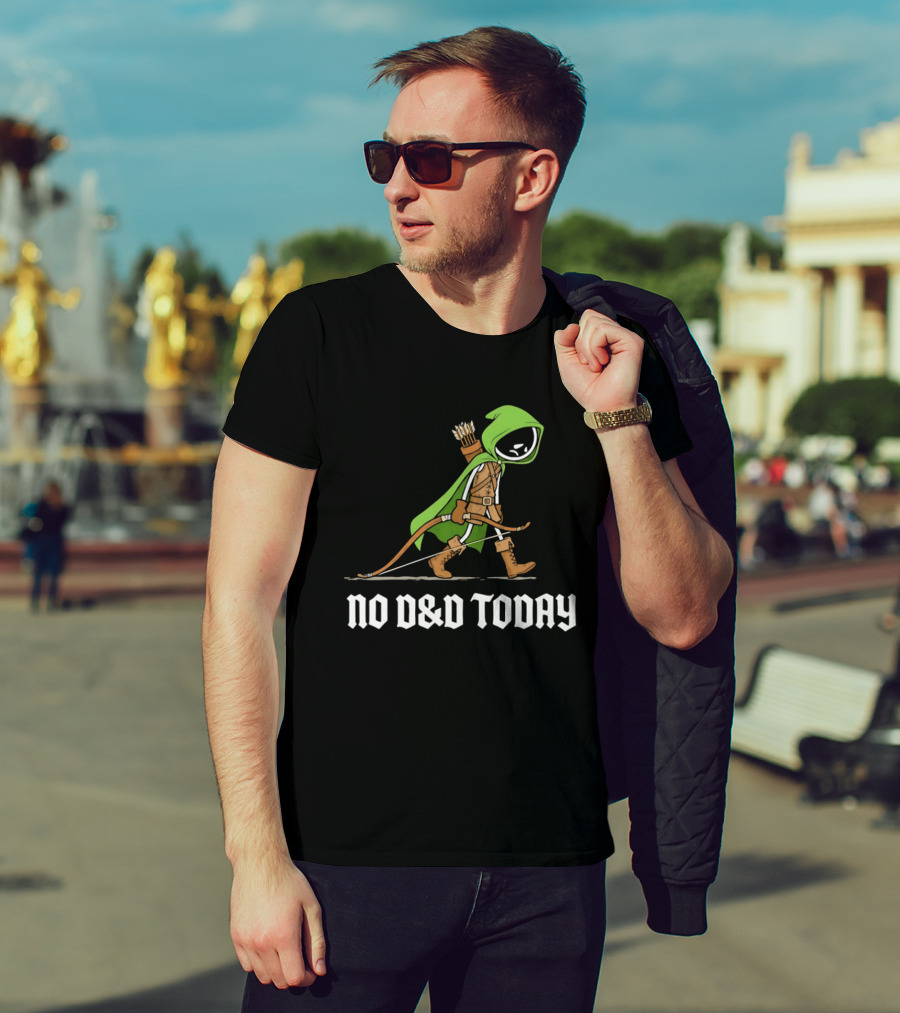 No D&D Today Ranger Cartoon Archer Green Hood Bow And Arrows T-Shirt