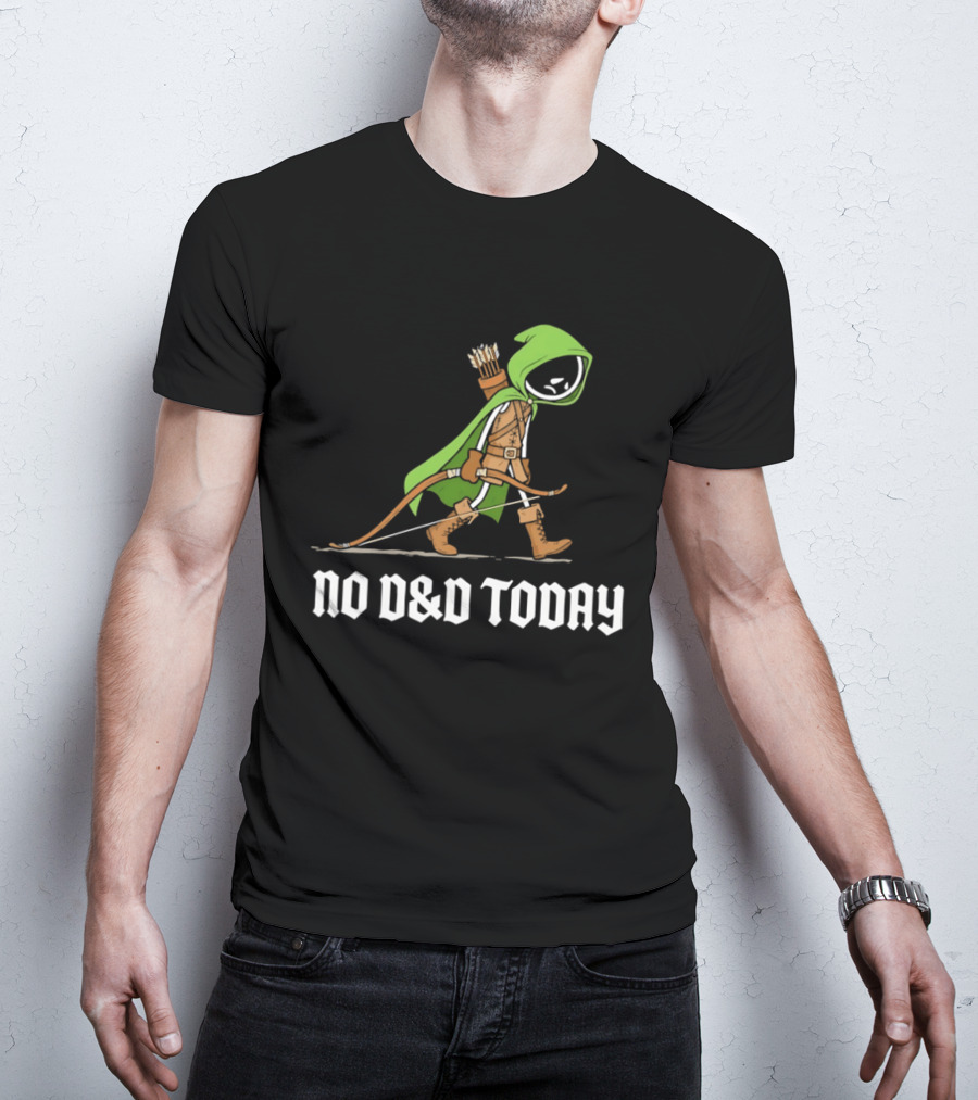 No D&D Today Ranger Cartoon Archer Green Hood Bow And Arrows T-Shirt
