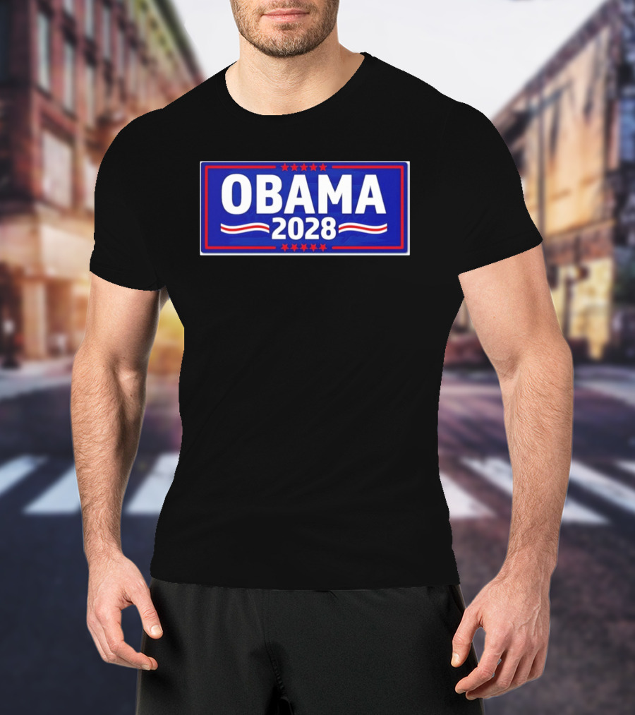 Obama 2028 Stars Stripes Political Campaign T-Shirt