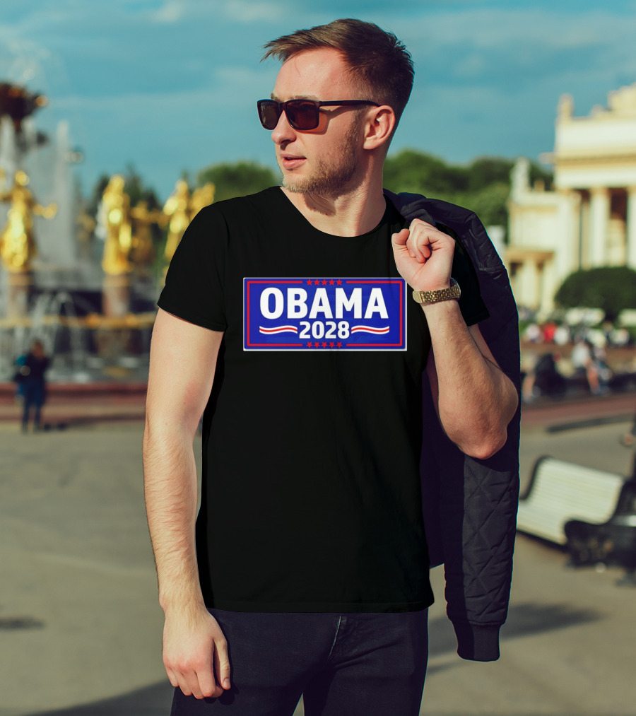 Obama 2028 Stars Stripes Political Campaign T-Shirt