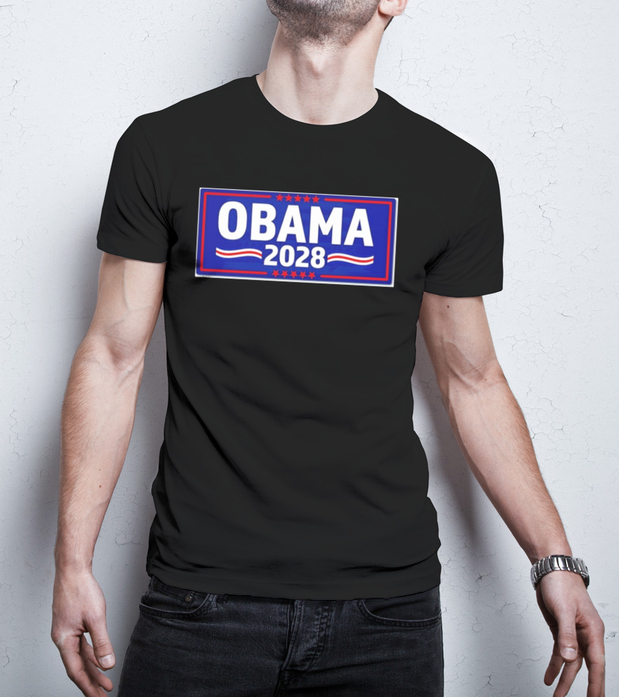 Obama 2028 Stars Stripes Political Campaign T-Shirt