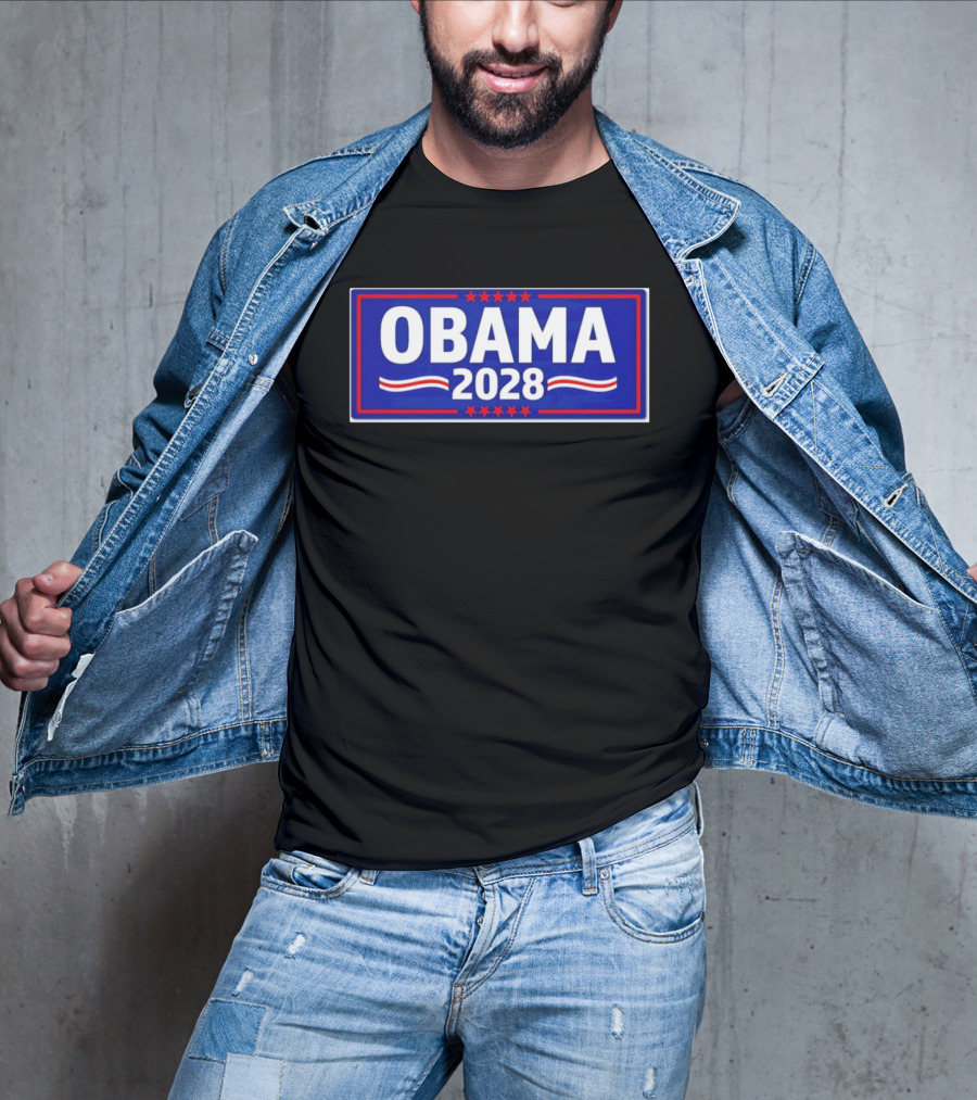 Obama 2028 Stars Stripes Political Campaign T-Shirt