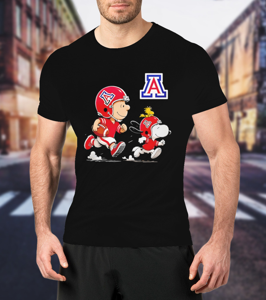 Peanuts Characters Football Arizona Wildcats Team Helmets And Jerseys T-Shirt