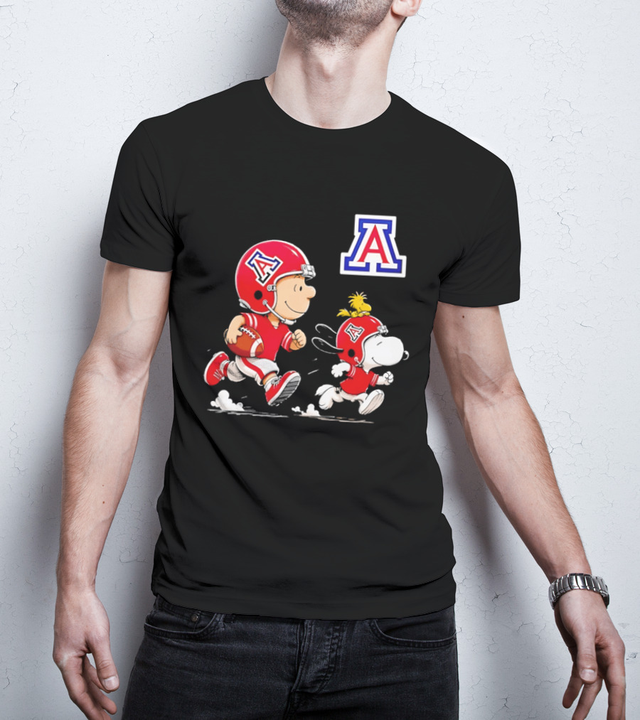 Peanuts Characters Football Arizona Wildcats Team Helmets And Jerseys T-Shirt