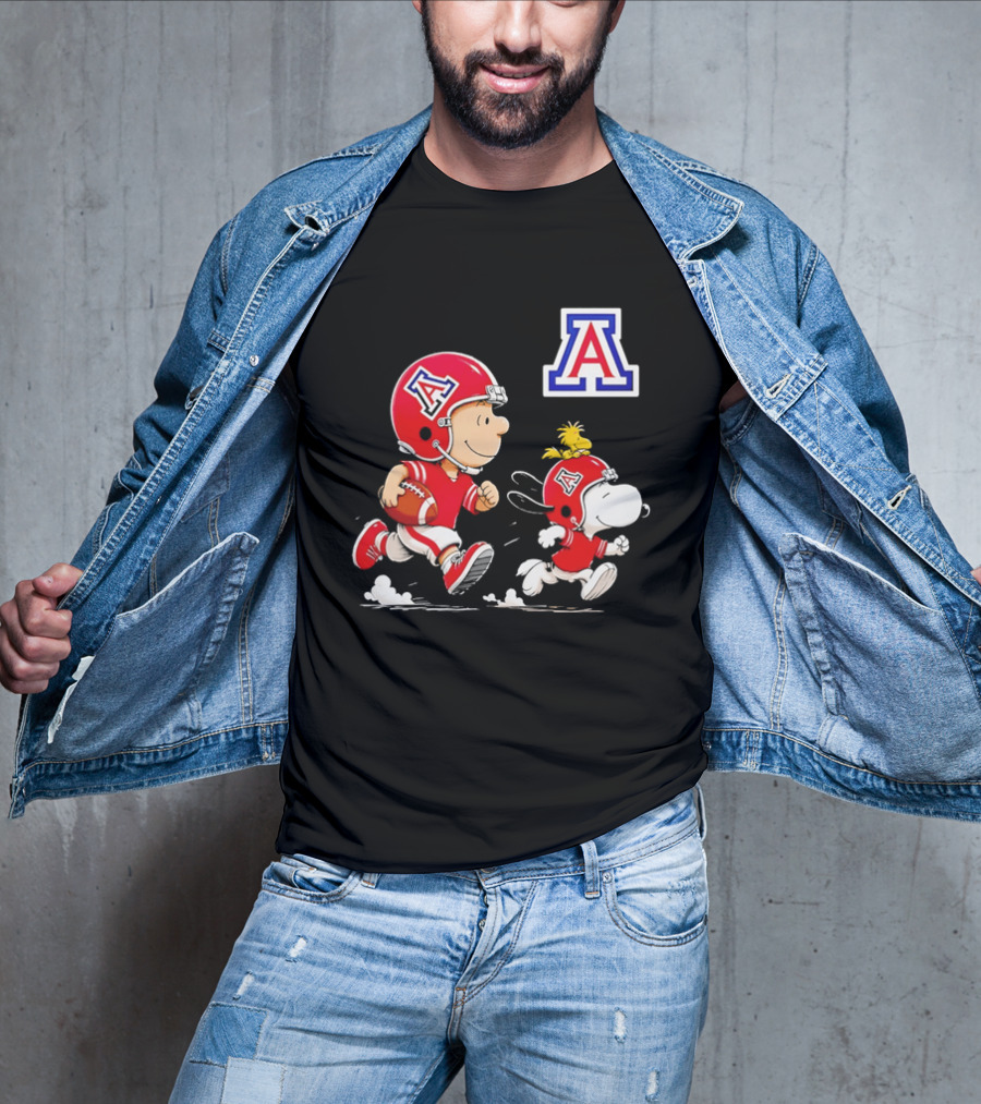 Peanuts Characters Football Arizona Wildcats Team Helmets And Jerseys T-Shirt