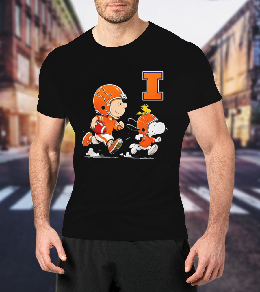 Charlie Brown Snoopy Football Running Letter I Peanuts T-Shirt