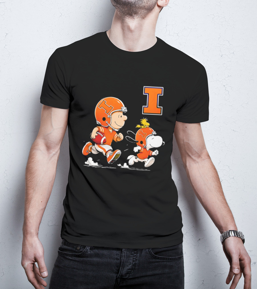 Charlie Brown Snoopy Football Running Letter I Peanuts T-Shirt