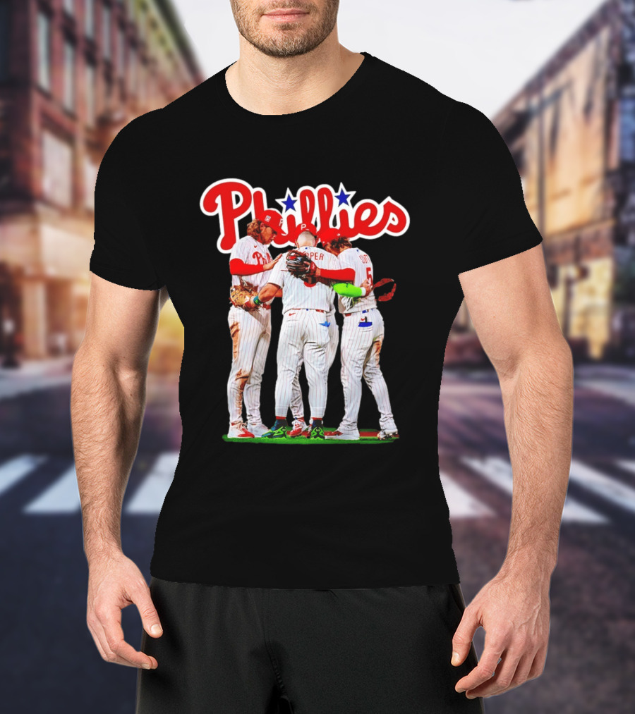 Philadelphia Phillies Team Huddle Harper '26 Baseball Collaboration T-Shirt