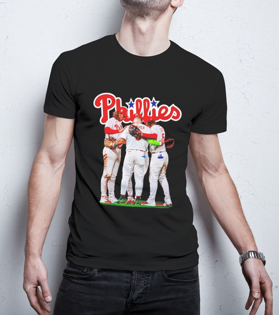 Philadelphia Phillies Team Huddle Harper '26 Baseball Collaboration T-Shirt
