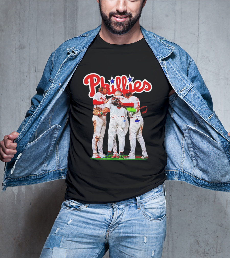 Philadelphia Phillies Team Huddle Harper '26 Baseball Collaboration T-Shirt