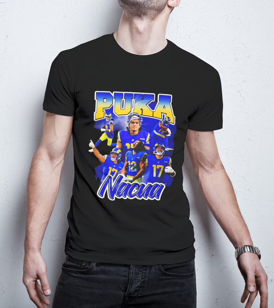 Puka Nacua Los Angeles Rams 17 Football Player Collage T-Shirt