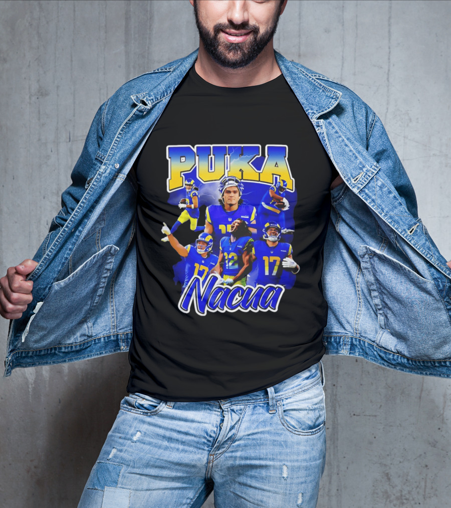 Puka Nacua Los Angeles Rams 17 Football Player Collage T-Shirt