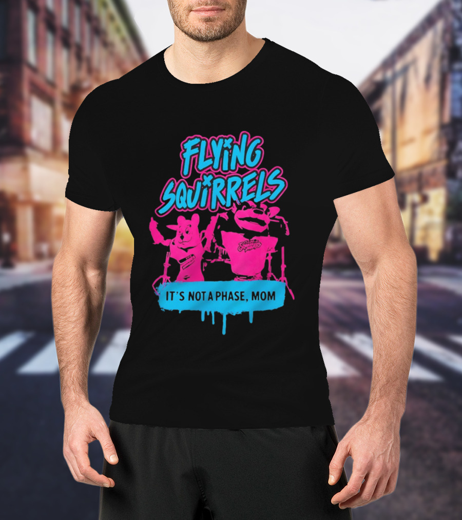 Richmond Flying Squirrels It's Not A Phase Mom Neon Squirrel Characters T-Shirt
