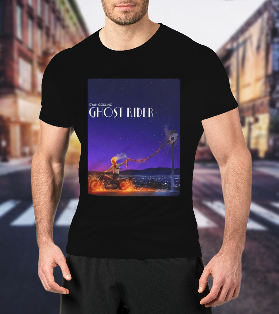 Ryan Gosling Ghost Rider Meets La La Land Lamppost Scene T-Shirt