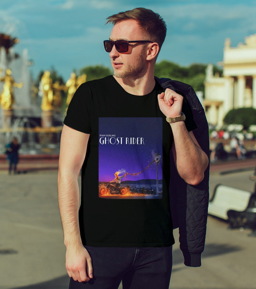 Ryan Gosling Ghost Rider Meets La La Land Lamppost Scene T-Shirt