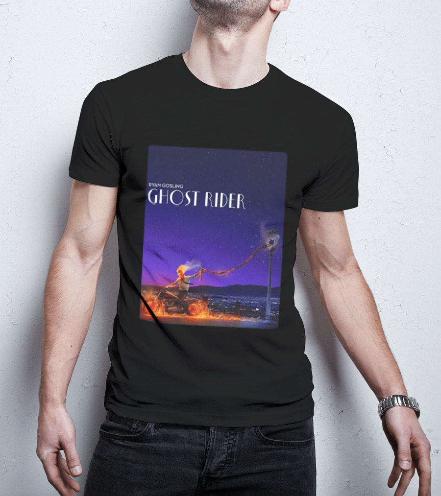 Ryan Gosling Ghost Rider Meets La La Land Lamppost Scene T-Shirt
