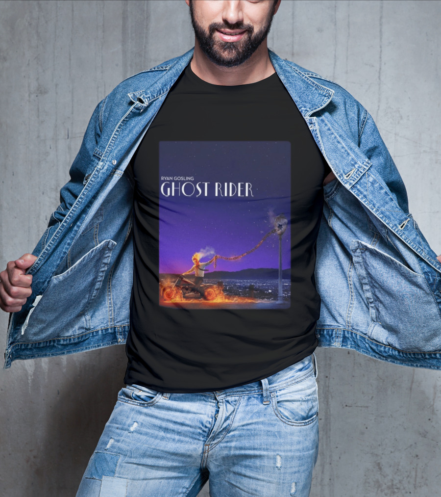 Ryan Gosling Ghost Rider Meets La La Land Lamppost Scene T-Shirt