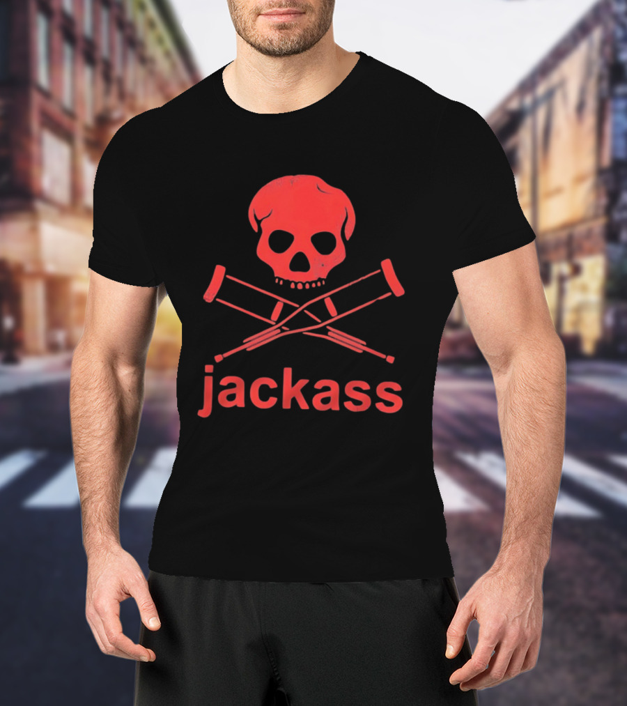Skull Crutches Jackass Red T-Shirt