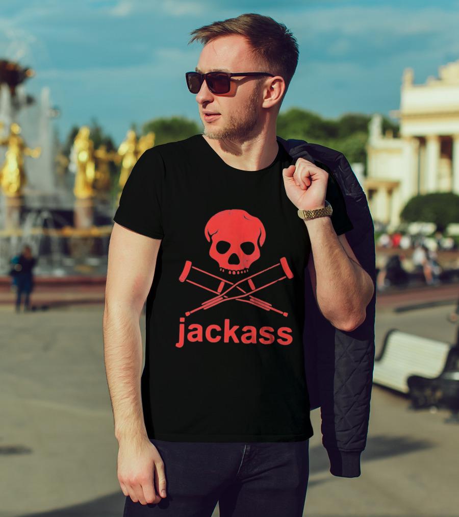 Skull Crutches Jackass Red T-Shirt