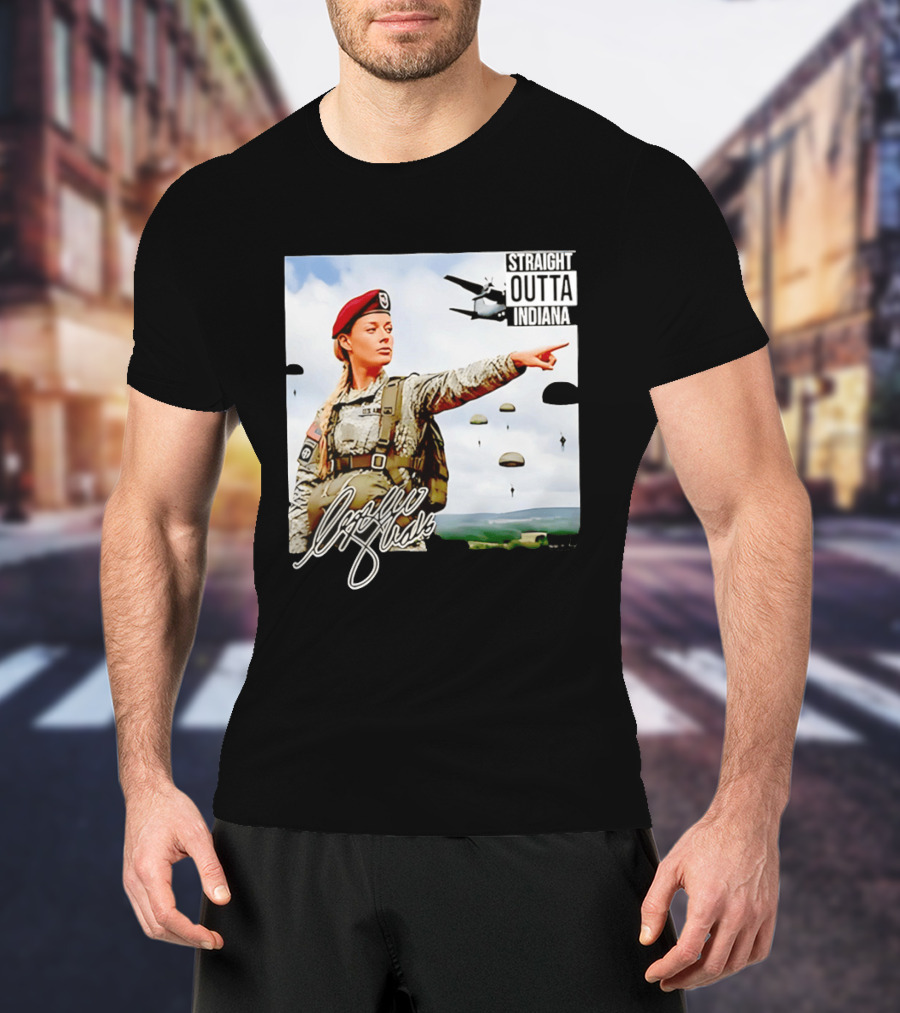 Sophie Cunningham Straight Outta Indiana Military Paratrooper T-Shirt