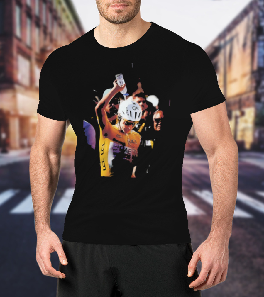Tadej Pogačar Cooling Off With Water Bottle T-Shirt