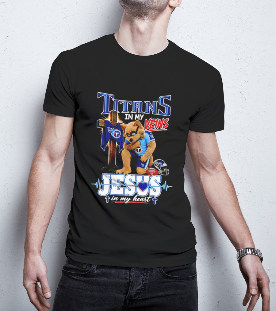 Tennessee Titans In My Veins Jesus In My Heart Rex T-Shirt