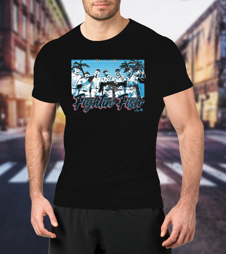 Miami Fightin' Fish Baseball Team Palm Trees T-Shirt