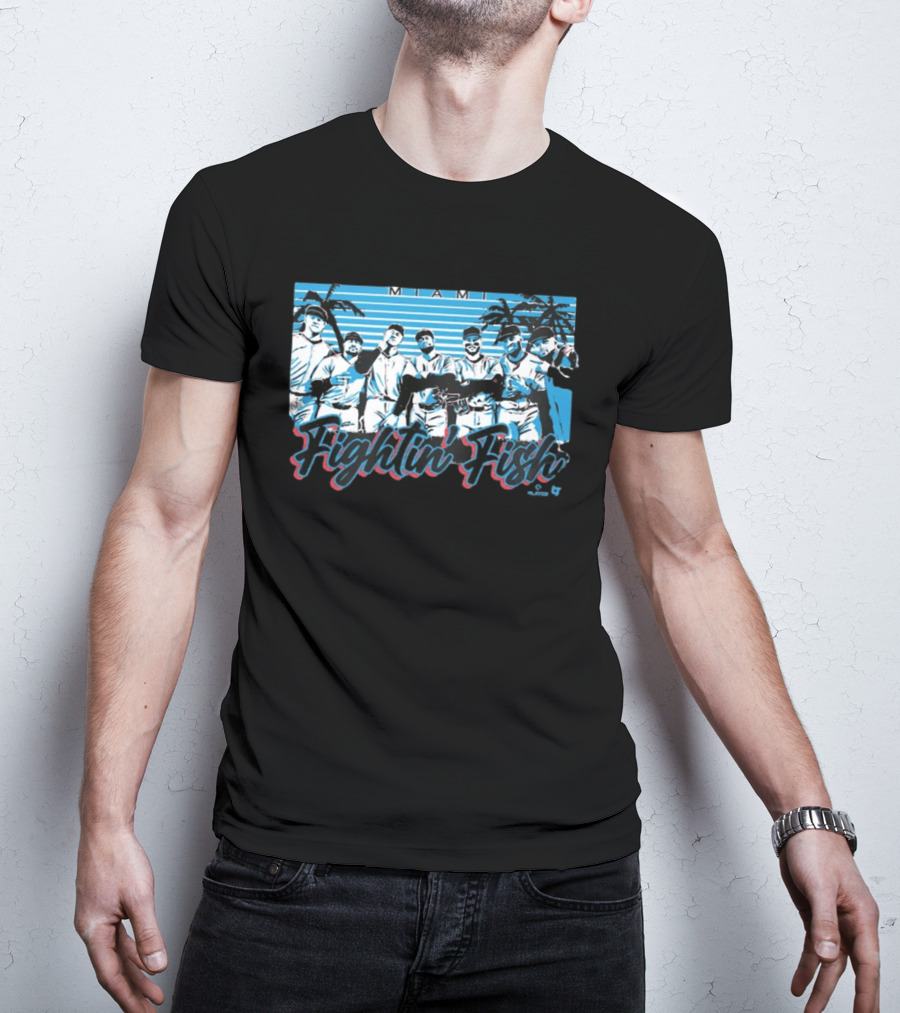 Miami Fightin' Fish Baseball Team Palm Trees T-Shirt