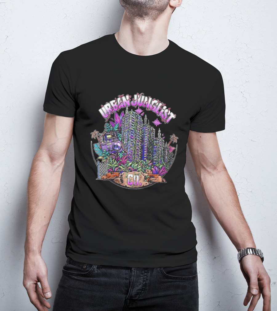 Urban Junglist Co Jungle Cityscape Boombox Vibes T-Shirt