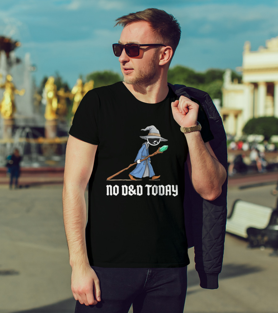 No D&D Today Cartoon Wizard With Staff And Hat T-Shirt