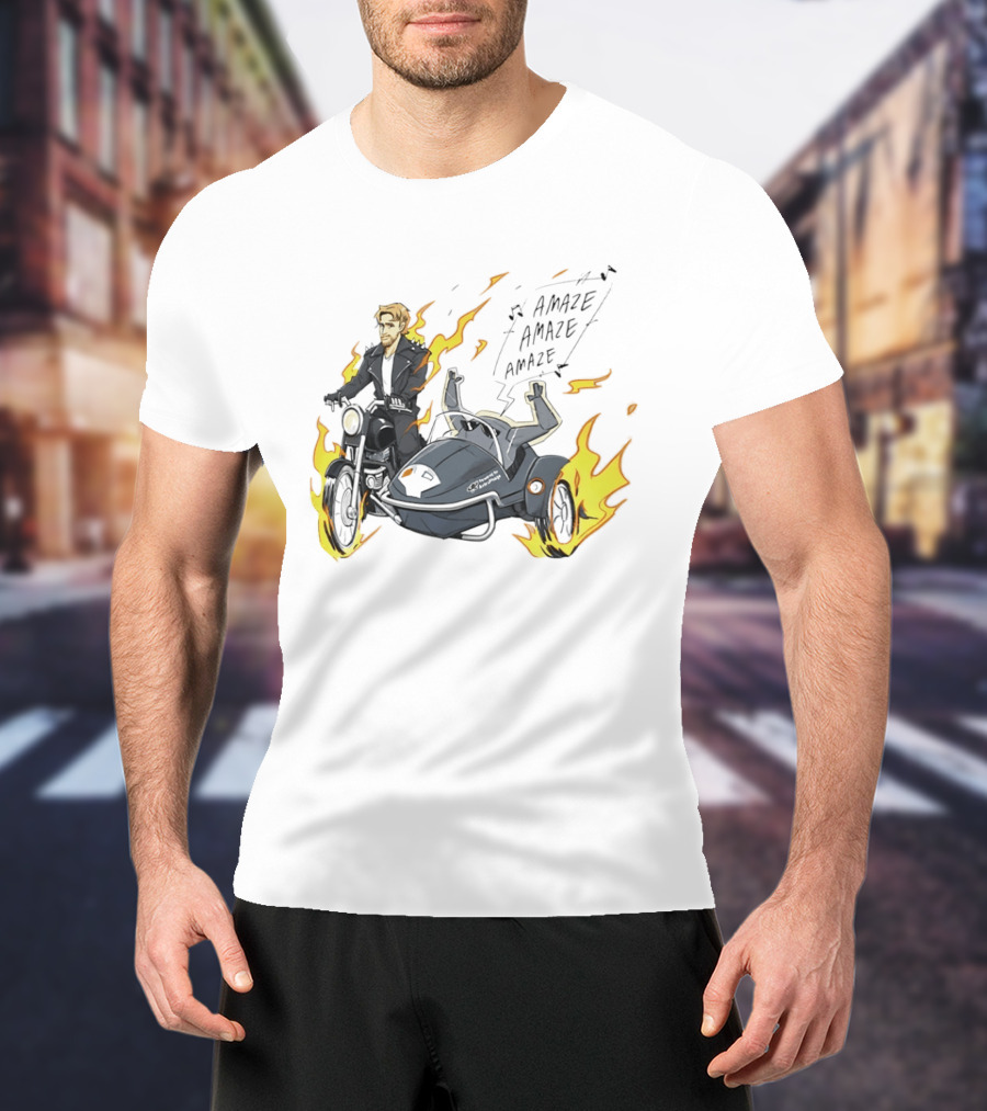 Amaze Amaze Amaze Ghost Rider Motorcycle Sidecar Flames T-Shirt
