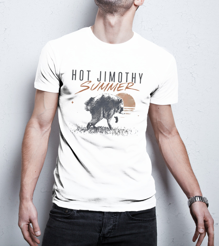 Hot Jimothy Summer Raccoon Silhouette At Sunset Moon T-Shirt