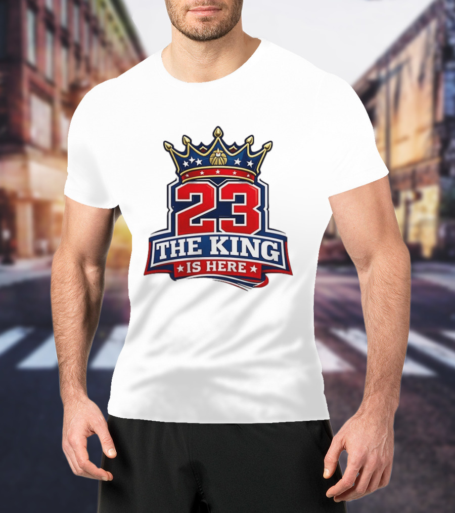 LeBron James 23 The King Is Here Crown Philadelphia 76ers NBA T-Shirt
