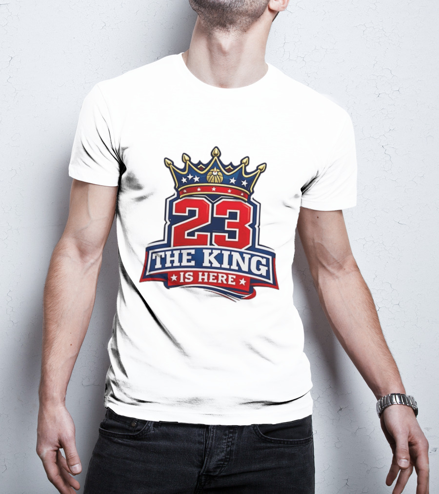LeBron James 23 The King Is Here Crown Philadelphia 76ers NBA T-Shirt