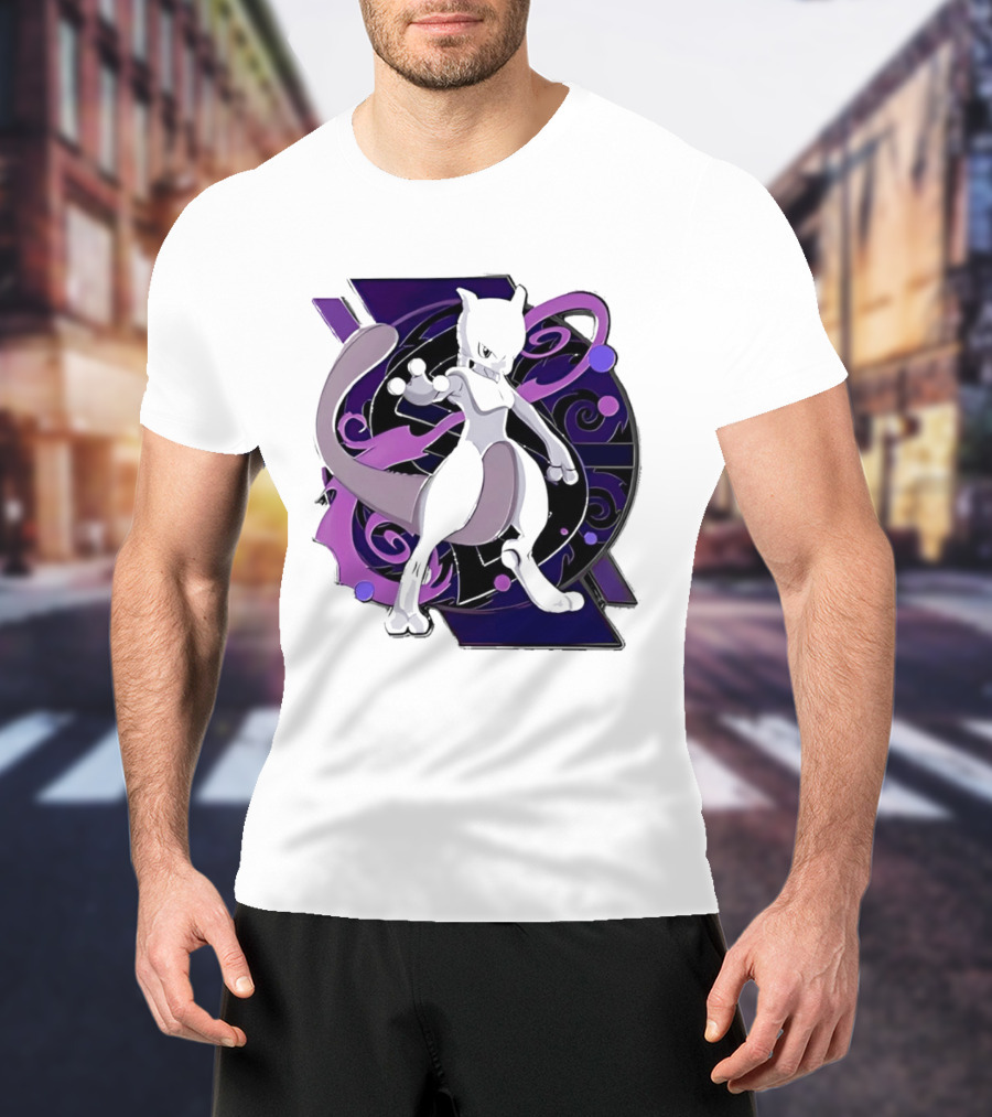 Pokemon Mewtwo Psychic Power Strike Dynamic Pose T-Shirt