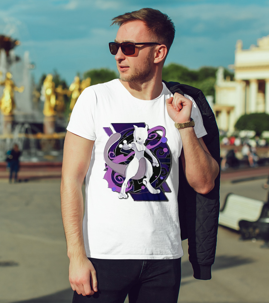 Pokemon Mewtwo Psychic Power Strike Dynamic Pose T-Shirt