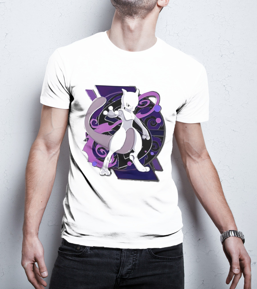 Pokemon Mewtwo Psychic Power Strike Dynamic Pose T-Shirt