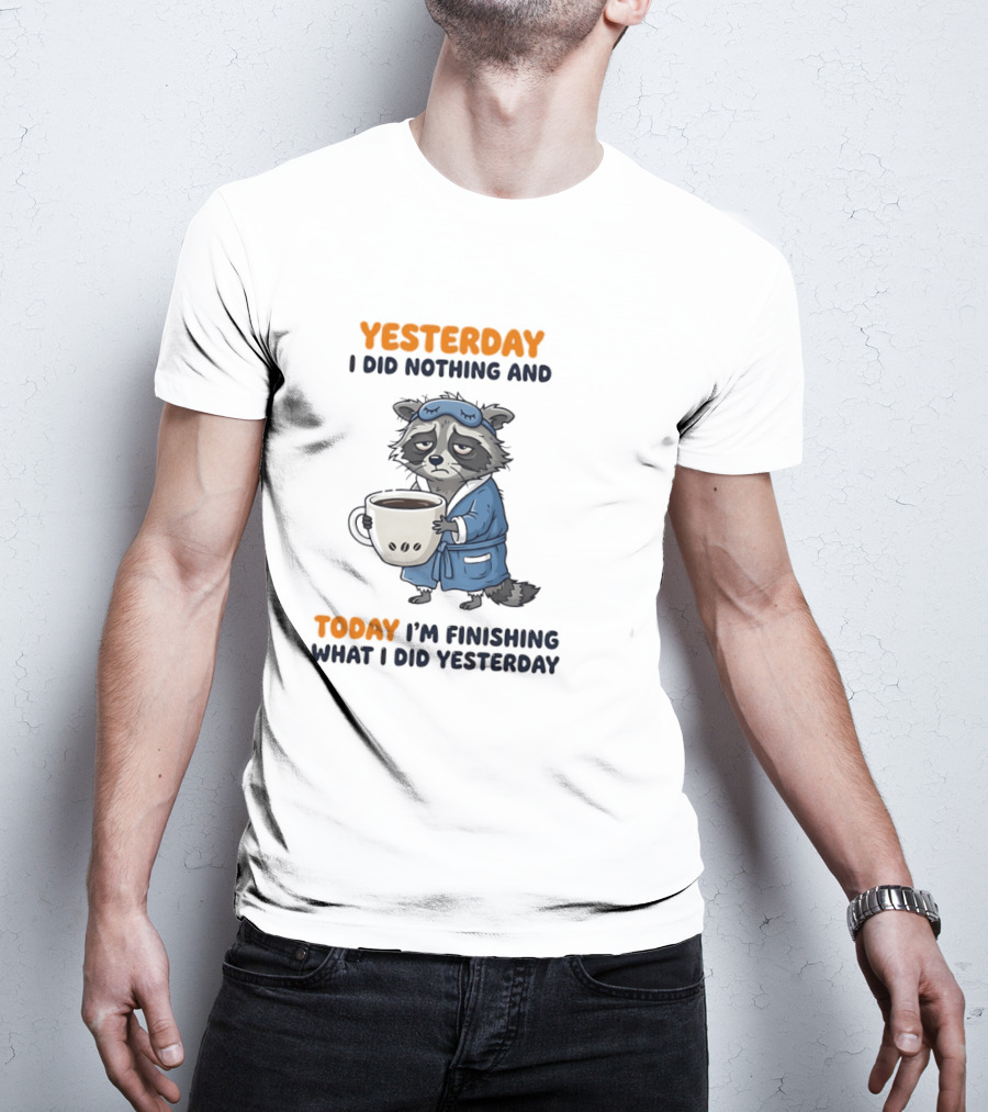 Yesterday I Did Nothing And Today Raccoon Finishing What I Did Yesterday T-Shirt